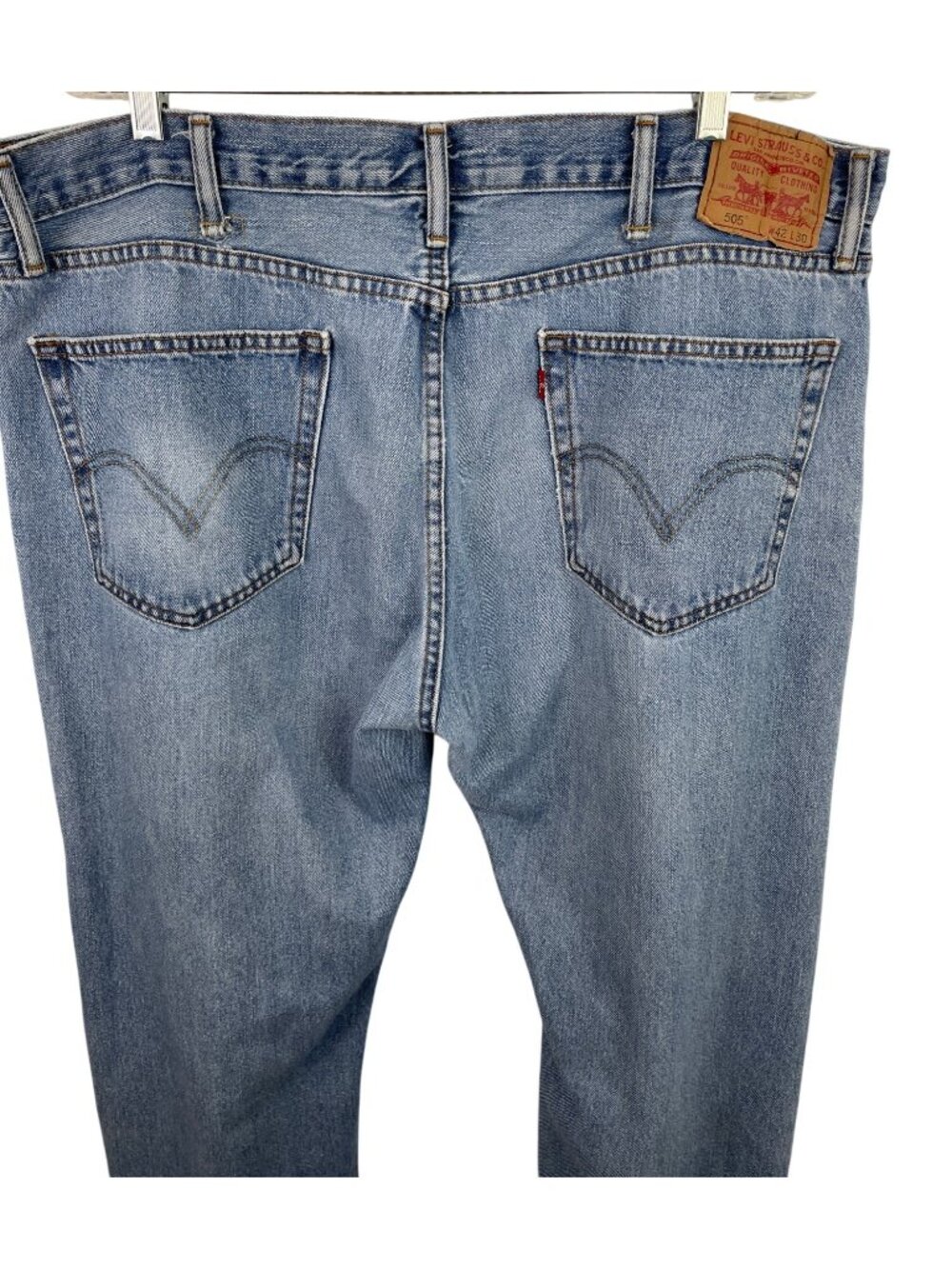 Levi's 505 Straight Fit Straight Leg Blue Denim Jeans Pants Men's 42 x 30 - Picture 4 of 10